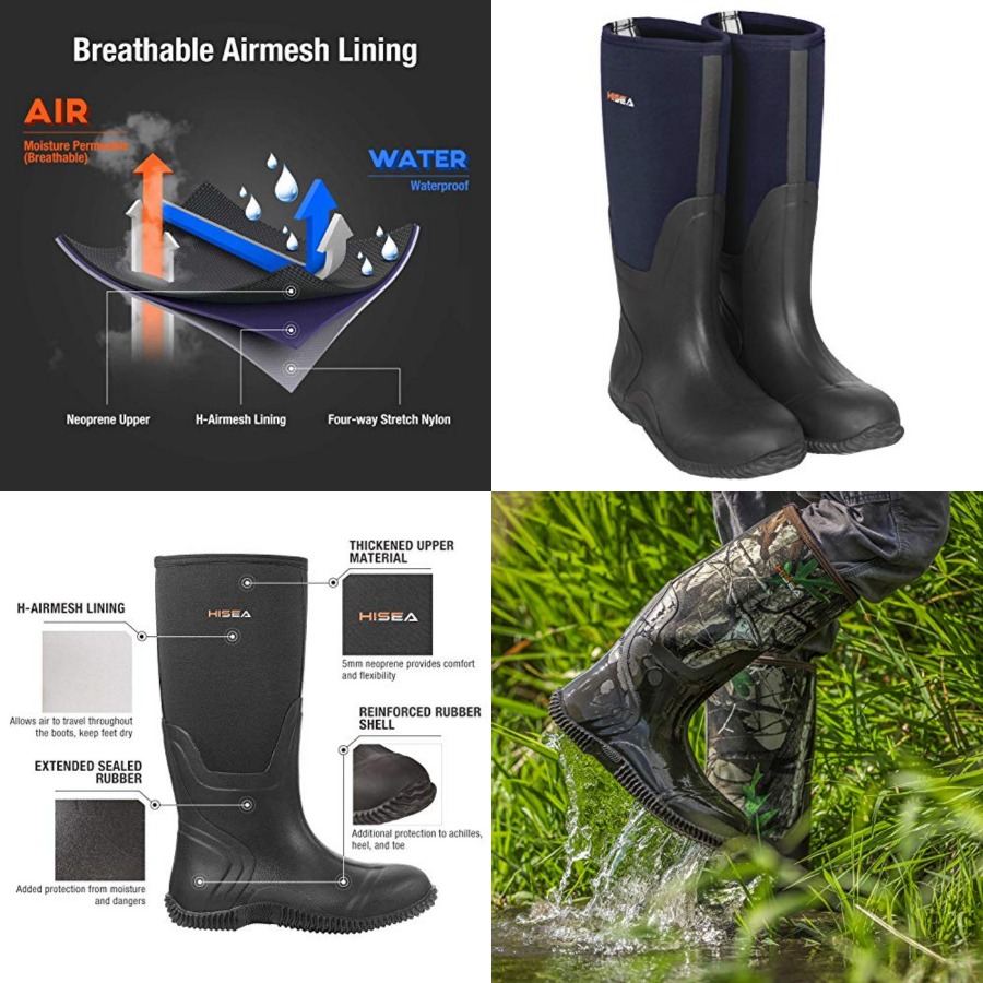 Outdoor Hunting Boots For Men - HISEA Men's Rain Boots, Waterproof Durable