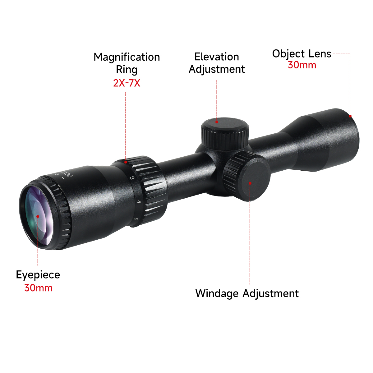Hunting Tactical Scope 2-7x32  - Crossbow Scope Sight review and price