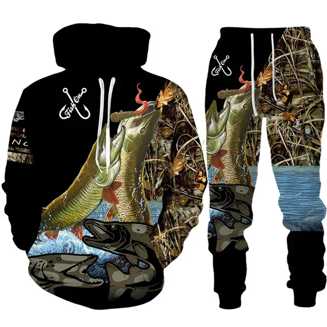 Novelty 3D Fish Printed Men Wo - Outdoor Hunting Pants Women review and price